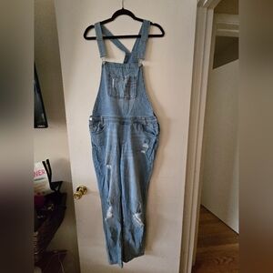 Almost famous Light Blue Distressed Denim Overalls
